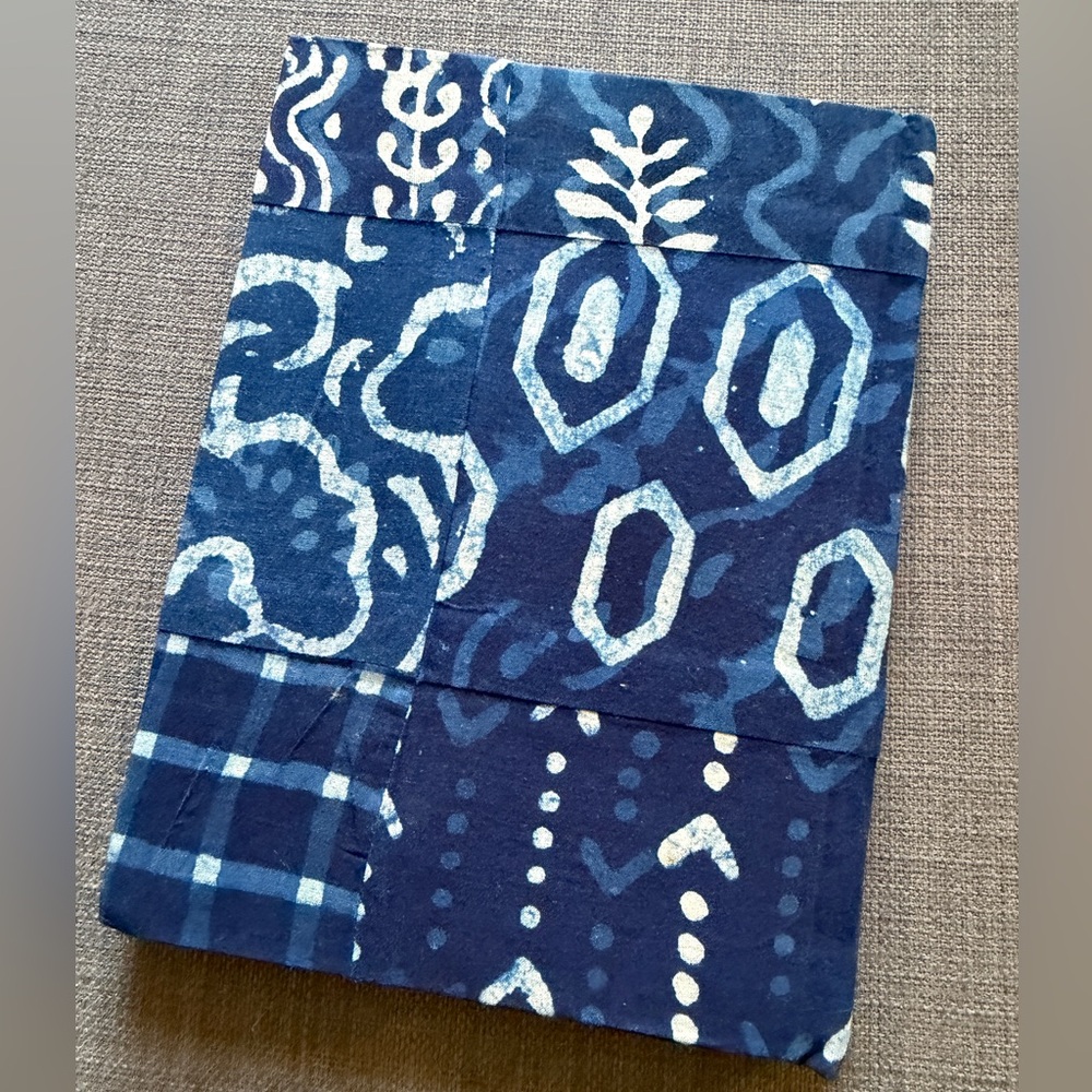 Blue Patterned Fabric Book Cover
